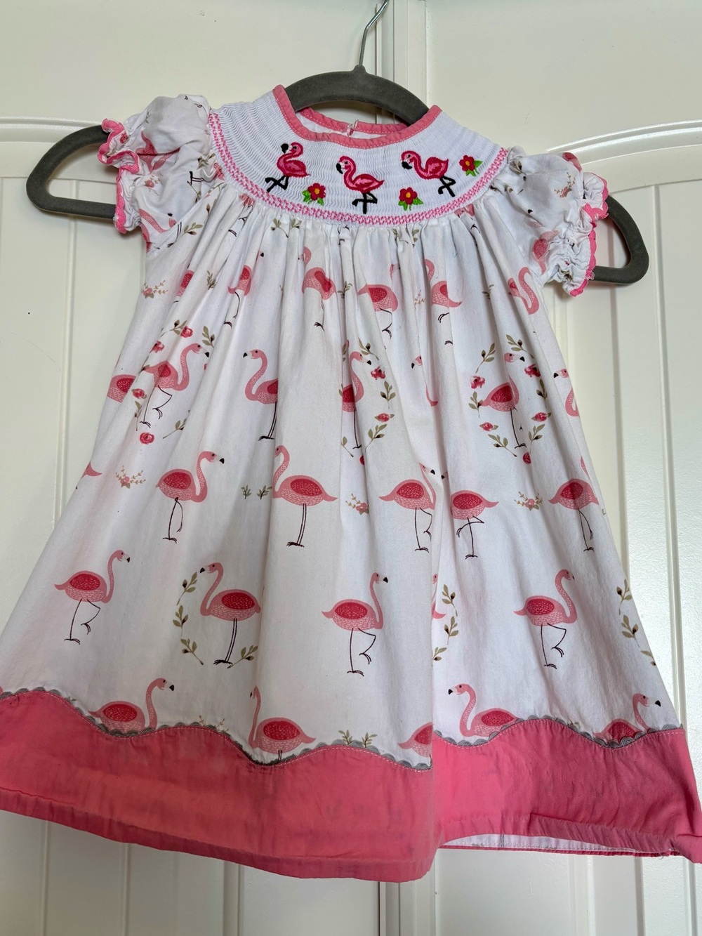 Cactus Pink and White Flamingo Smocked Girls' Nightgown